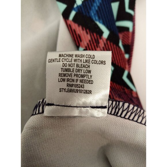 Bobeau Women's Blue Orange Strappy Zig Zag Pattern Mini Dress Siza XS - Picture 7 of 7